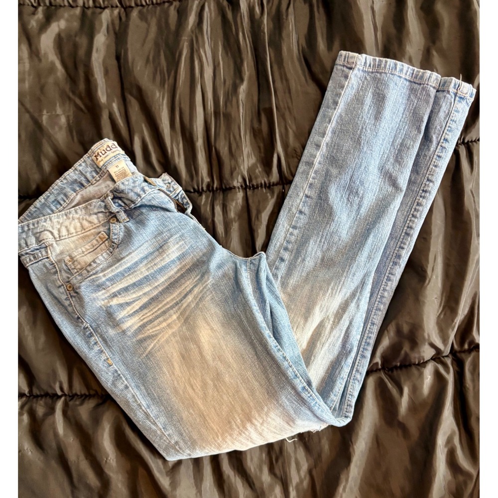 Mudd Distressed Skinny Jeans Light Wash Denim Ripped Knee Y2K Low Rise Size 11